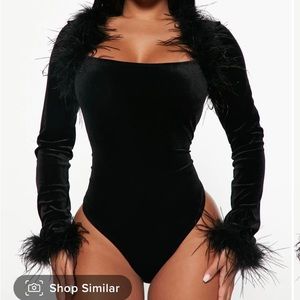 Velvet and Feather Bodysuit